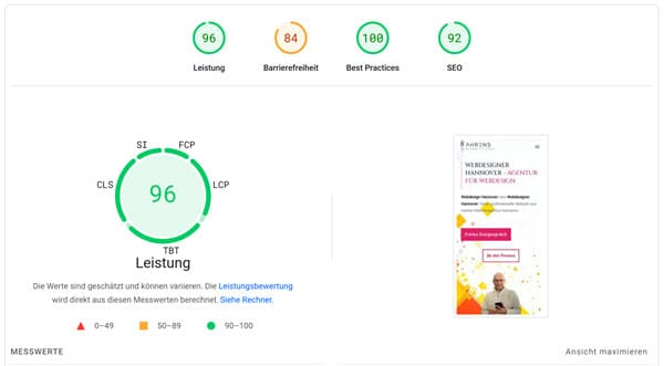 Speed Test WEbdesigner hannover