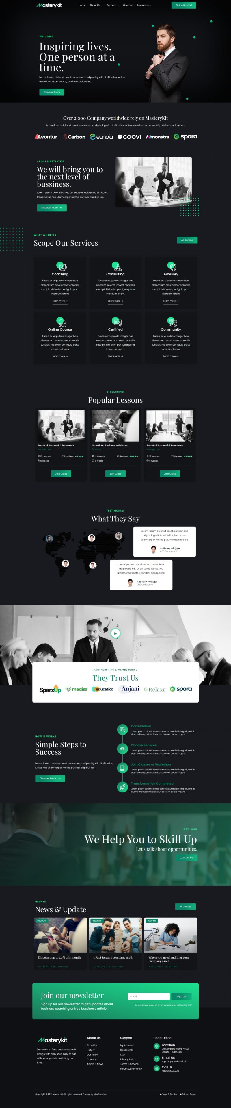 homepage-dark webdesign für Coaches - beispiel 4