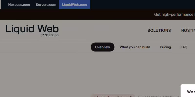 Aktuelle offizielle Produktumgebung von Kadence Blocks bei Liquid Web